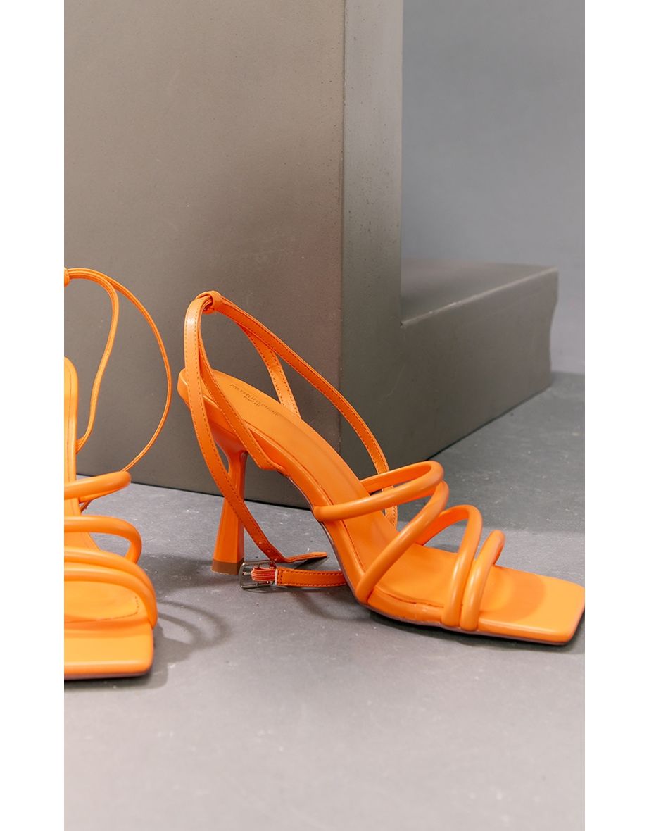 Burnt Orange Wide Fit Padded Strappy Mid Height Heeled Sandals - 3