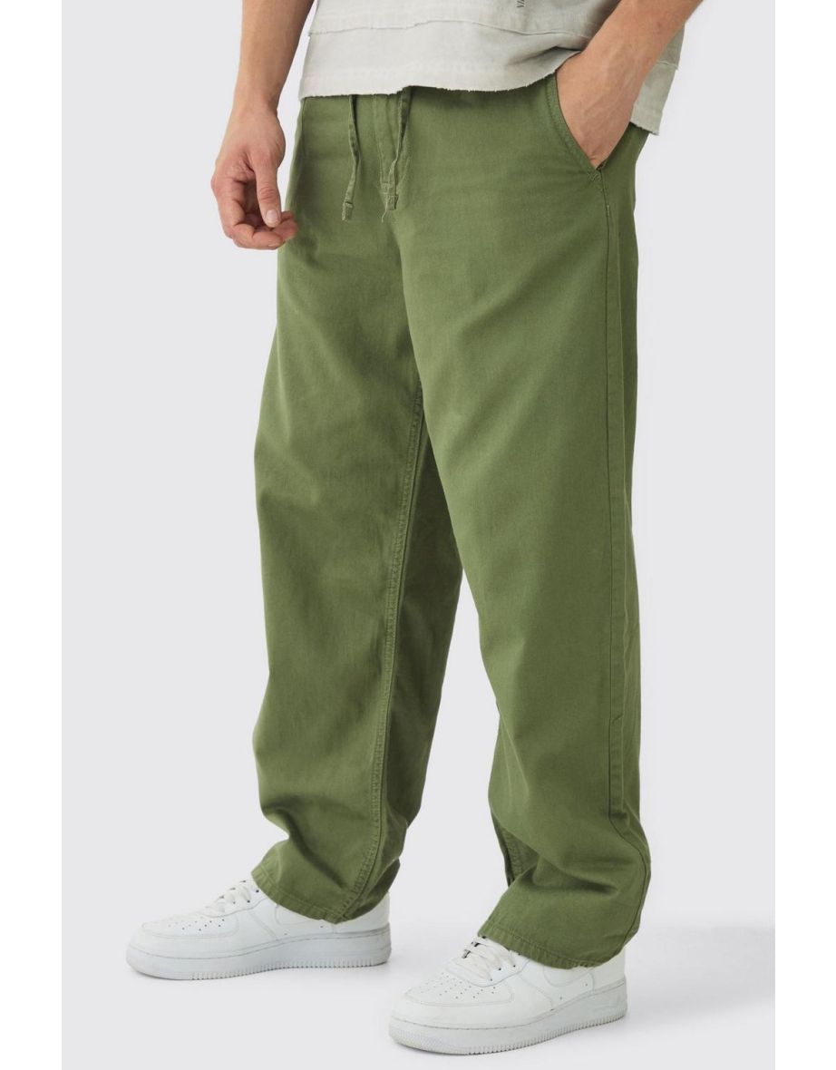 Relaxed Chinos With Drawcords In Khaki - khaki