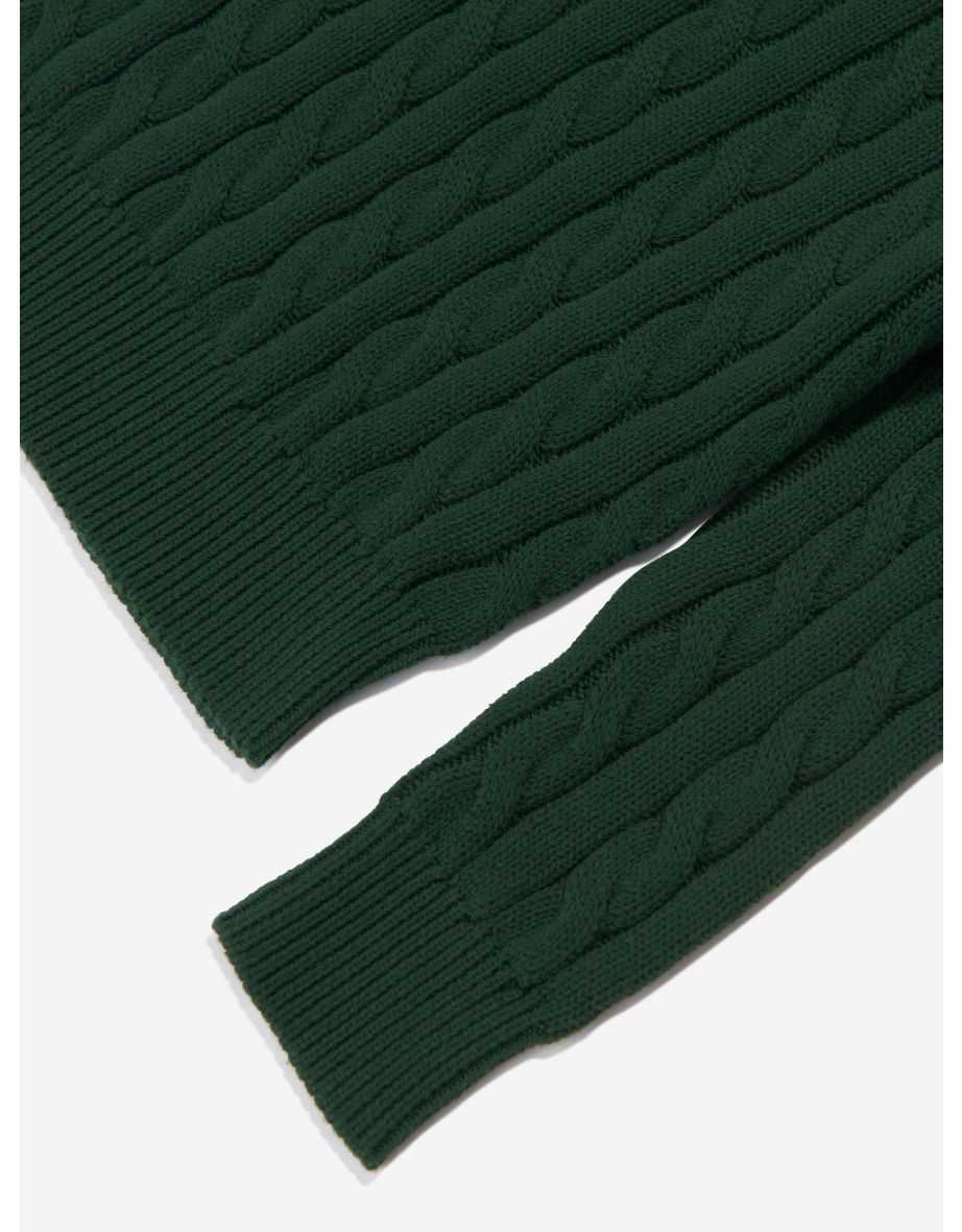 Boys cable Knit Jumper in Green - 4