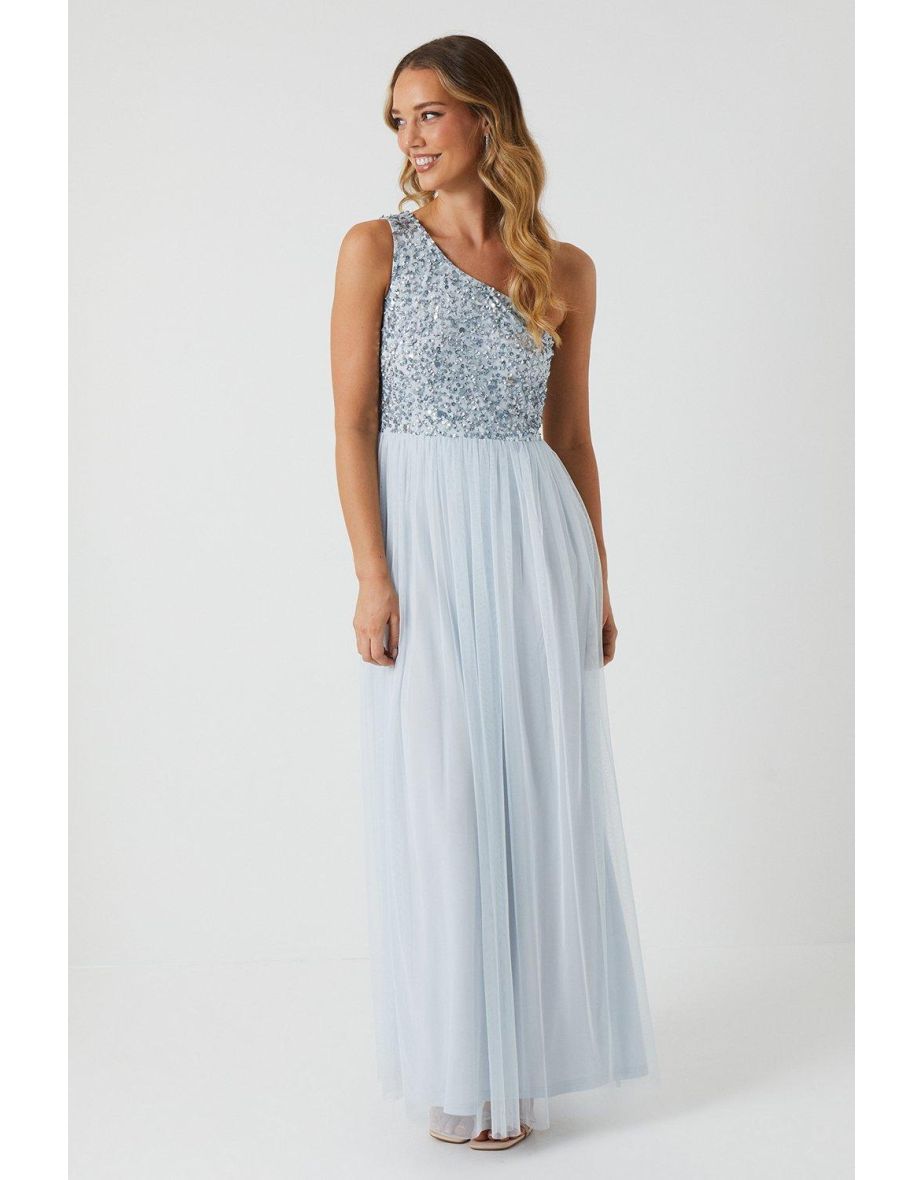 Sequin Mesh Top Two In One Bridesmaids Dress