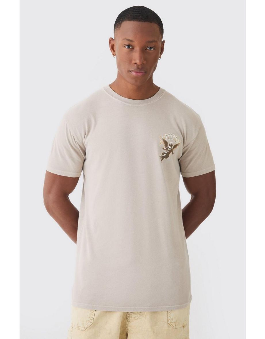 Renaissance Print Wash T-shirt - stone
