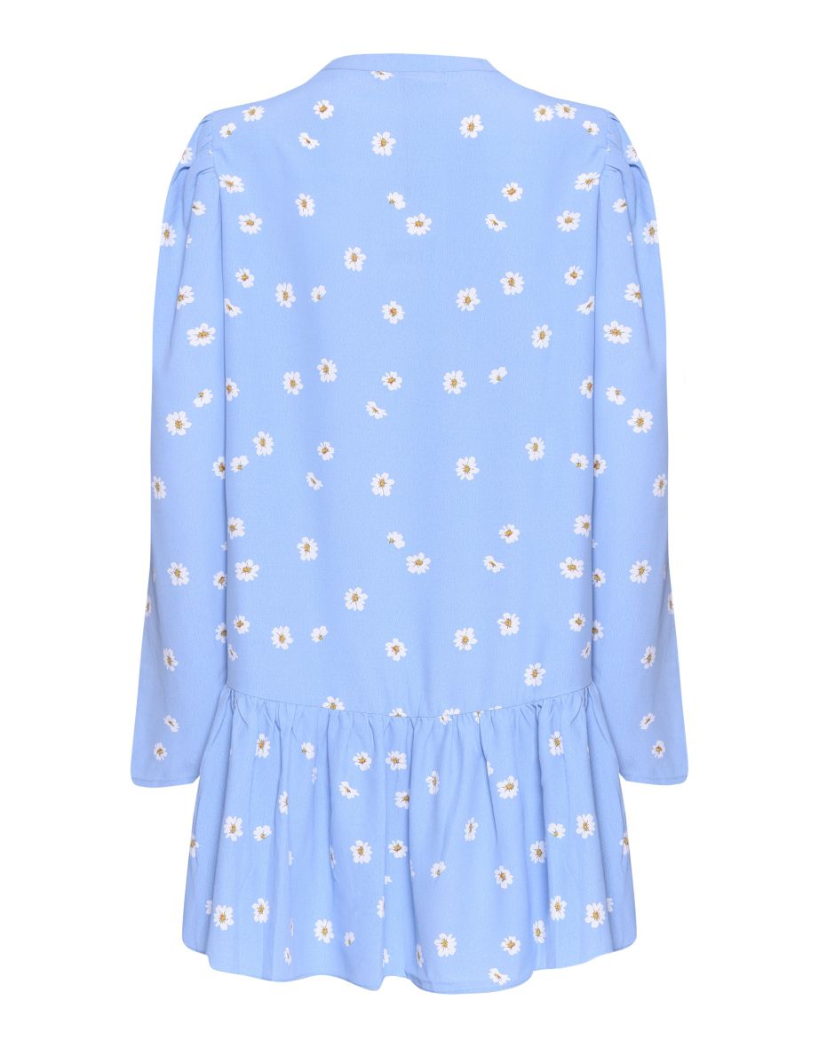 Glamorous Blue Spaced Floral Tie Neck Shift Mini Dress - 1