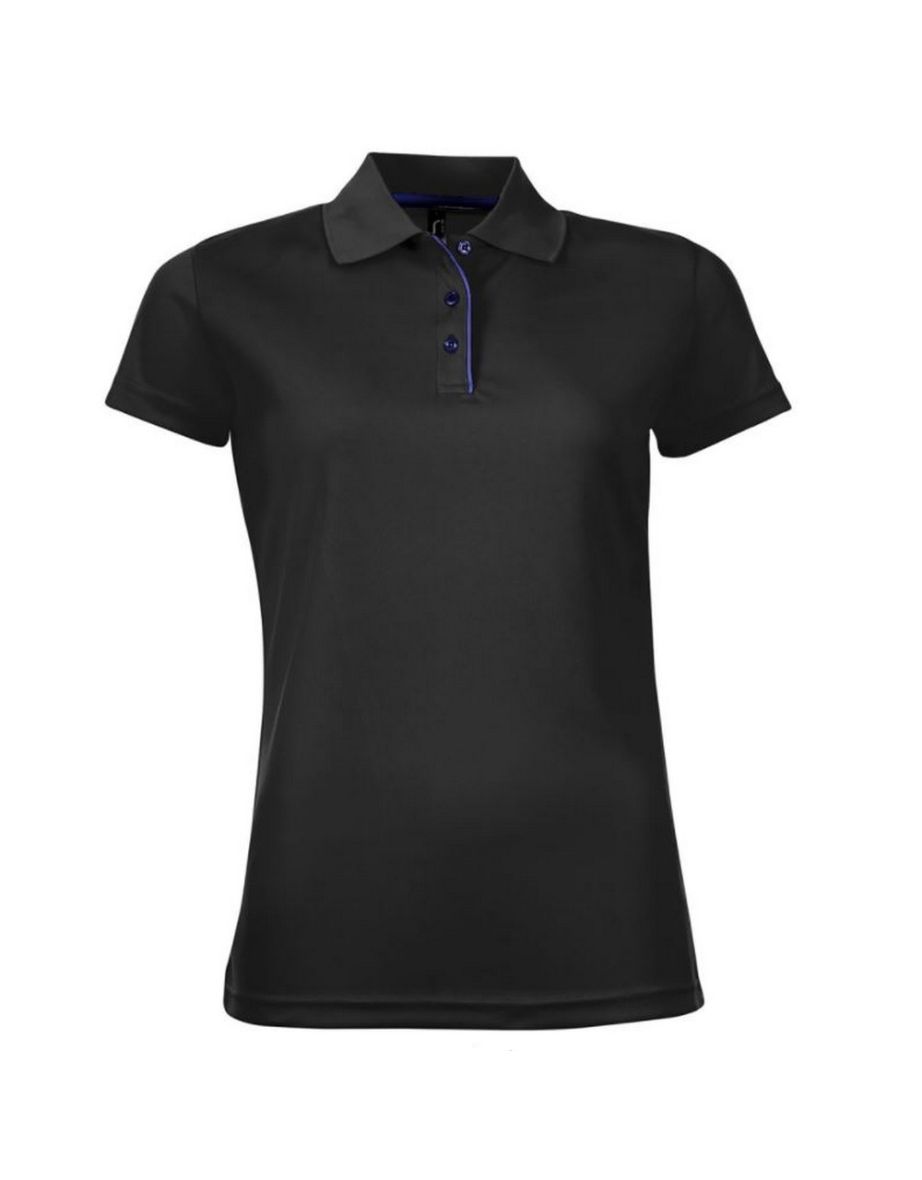 SOLS Womens/Ladies Performer Short Sleeve Pique Polo Shirt - Black