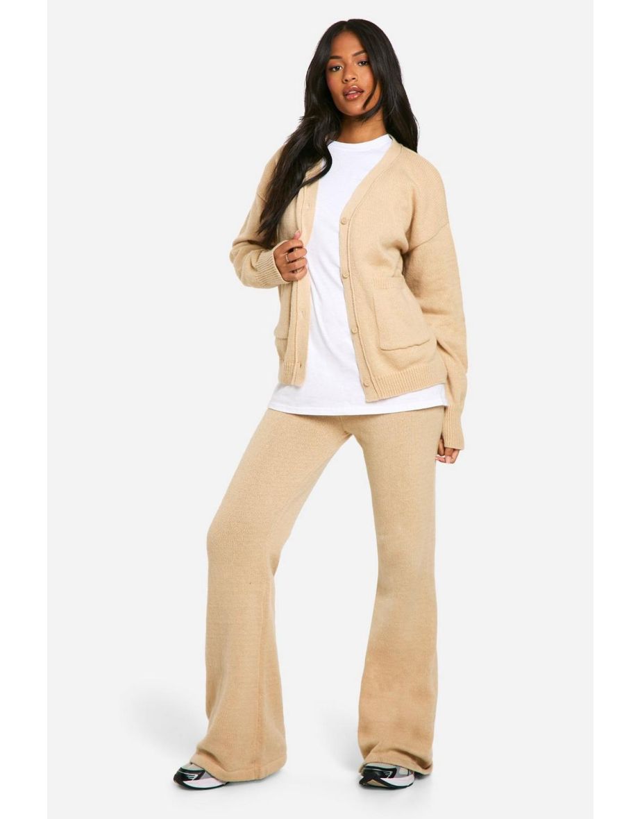 Tall Cardigan And Flare Trouser Co Ord - sand