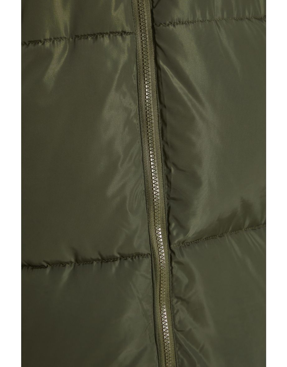 Quiz Khaki Padded Longline Coat - 5