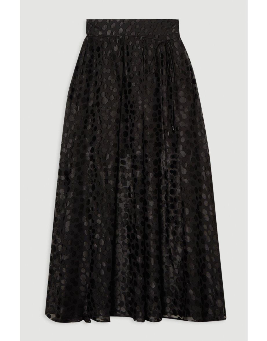 Polka Dot Devoure Front Split Maxi Prom Skirt - 3
