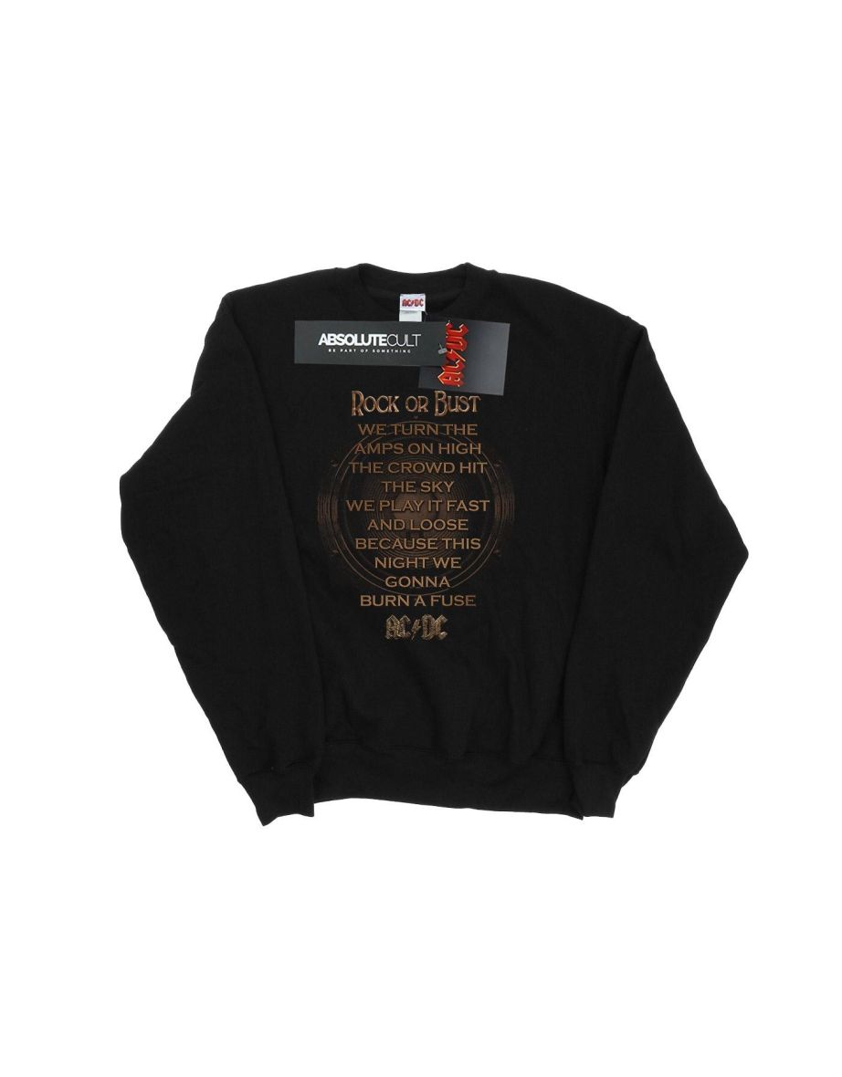 AC/DC Girls Rock Or Bust Lyrics Sweatshirt - Black - 3