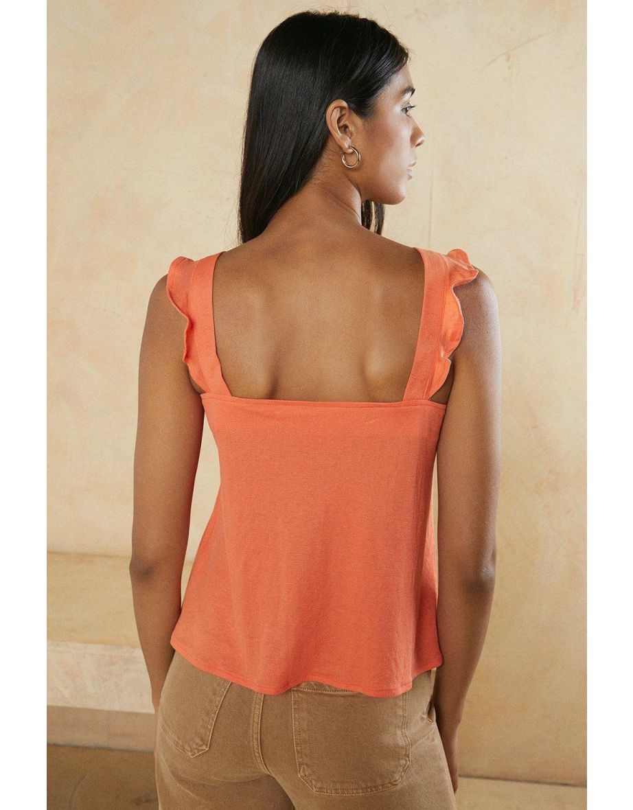 Pique Button Through Cami Top - 2