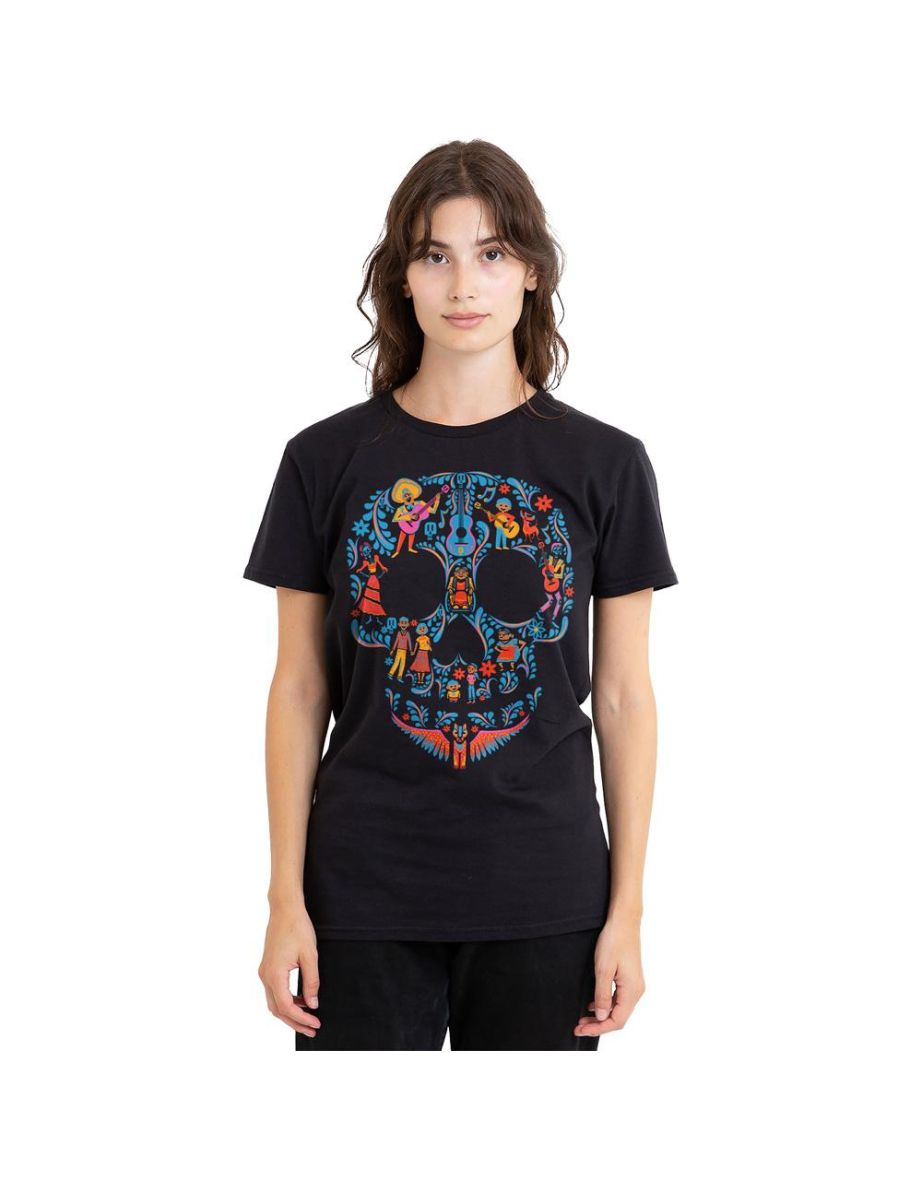 Coco Unisex Adult Day Of The Dead Rivera Family Skull T-Shirt - Black