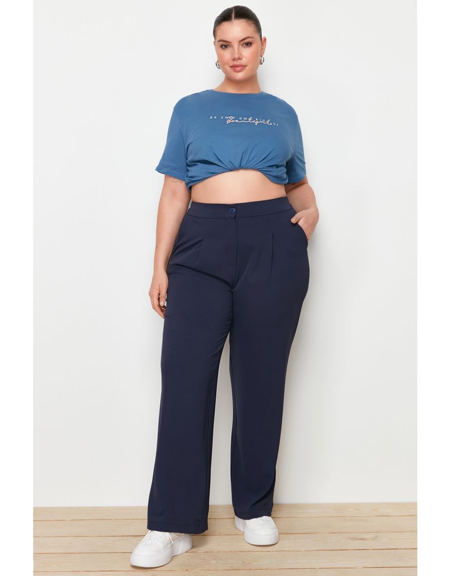Plus Size Pants - Navy blue - Loose - 13