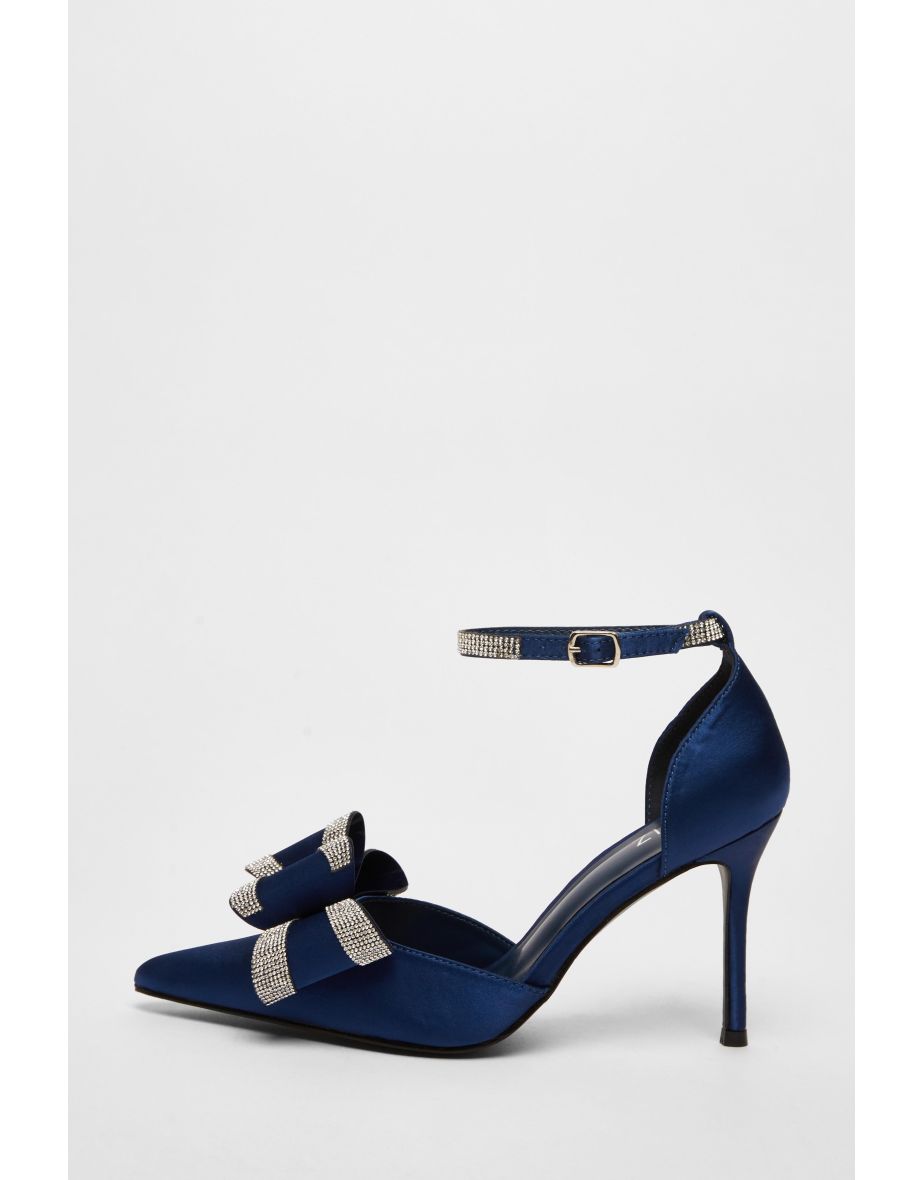 Navy thruout Satin Heels