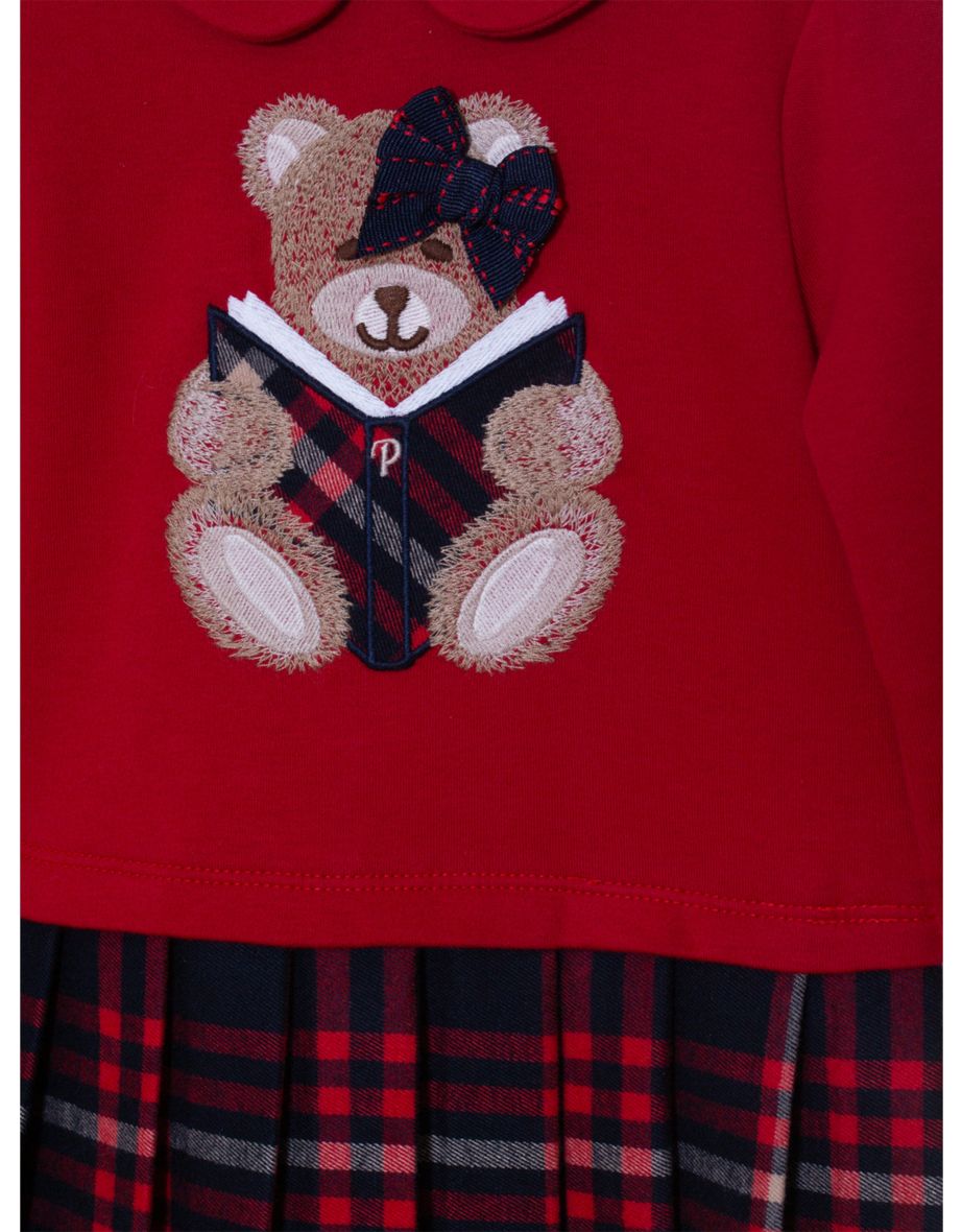 Baby Girls Teddy Bear Dress in Red - 3