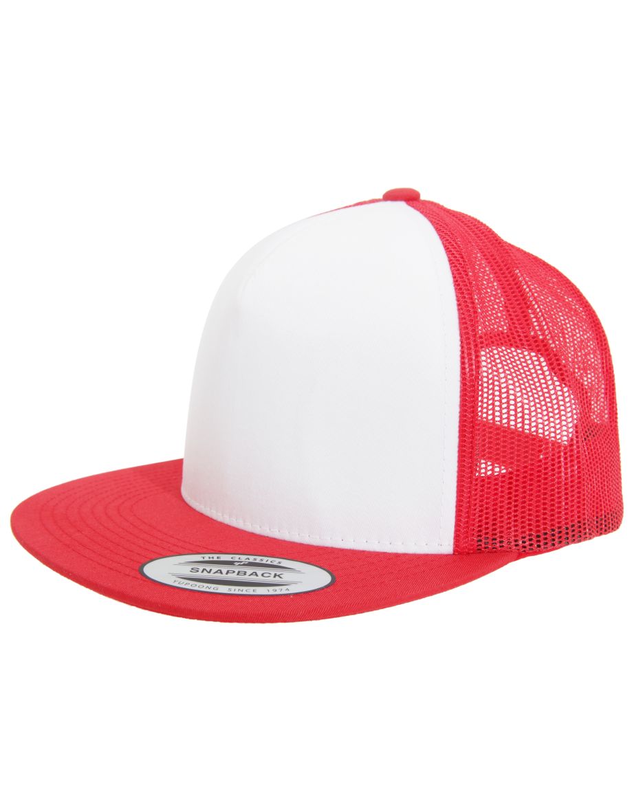 Yupoong Flexfit Unisex Classic Trucker Snapback Cap - Red/White/Red