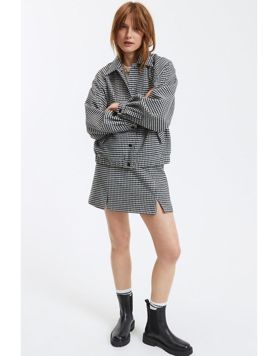 Houndstooth Check Bomber Jacket
