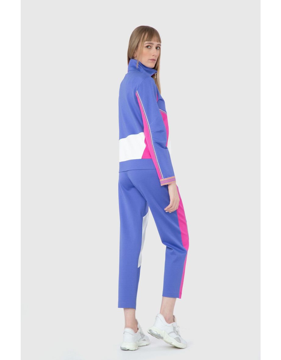 Contrast Color Detailed Embroidery Appliqué Pink Sweatpants - 2
