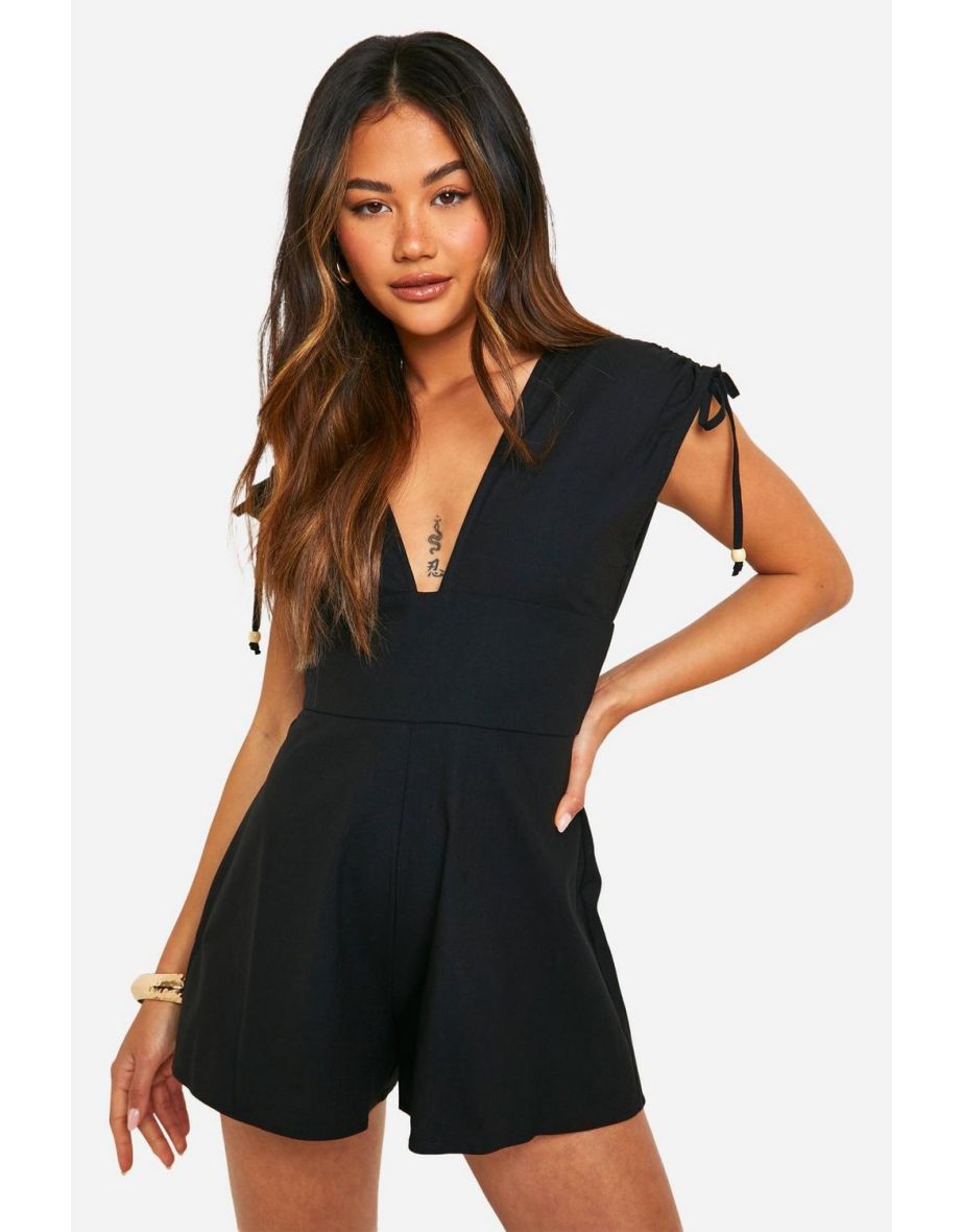 Black plunge playsuit online