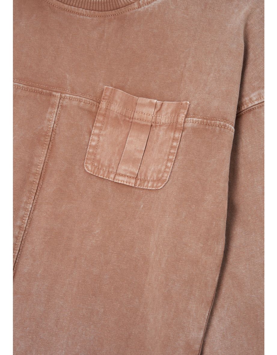Evan Taupe Long Sleeve Washed Tee - 5