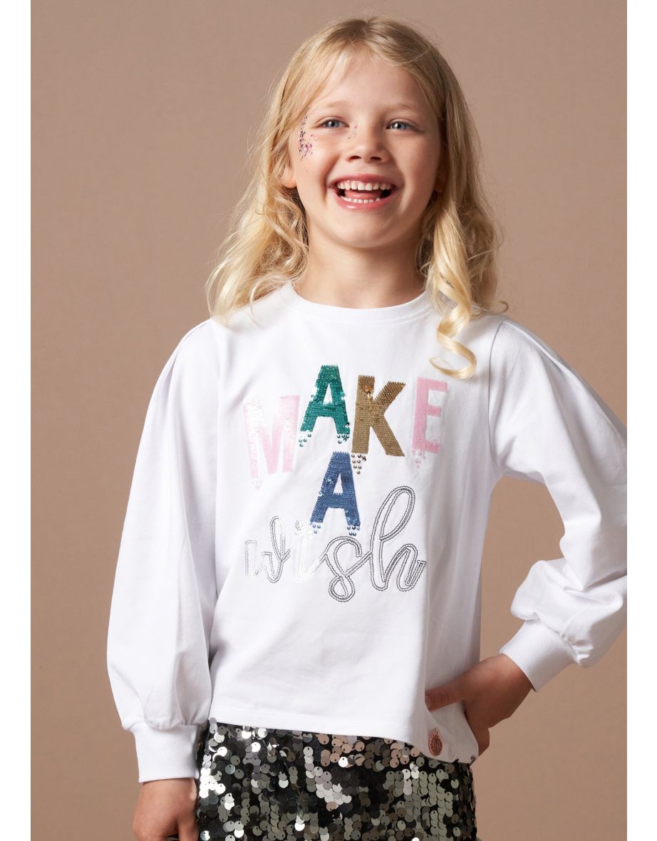 Gigi White Sequin Wish T Shirt