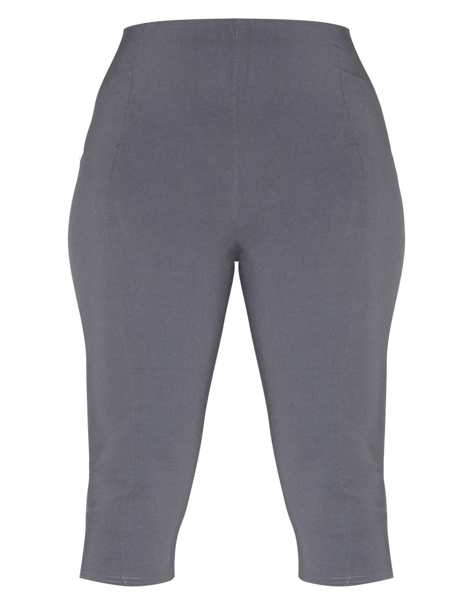 Shape Charcoal Stretch Woven Pintuck Capri Pants - 4