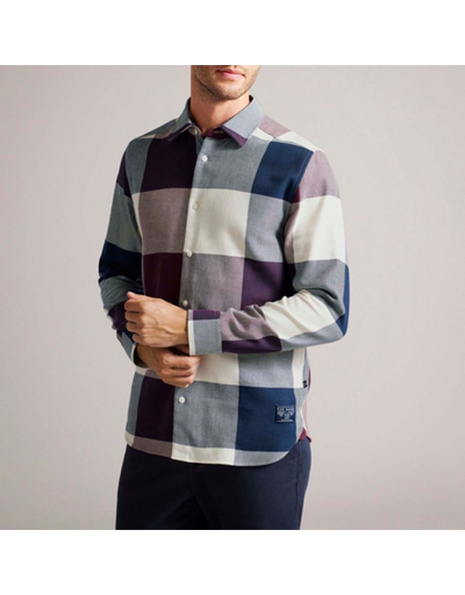 Men's Ted Baker Neetly Long Sleeve Scale Check Shirt in Red
