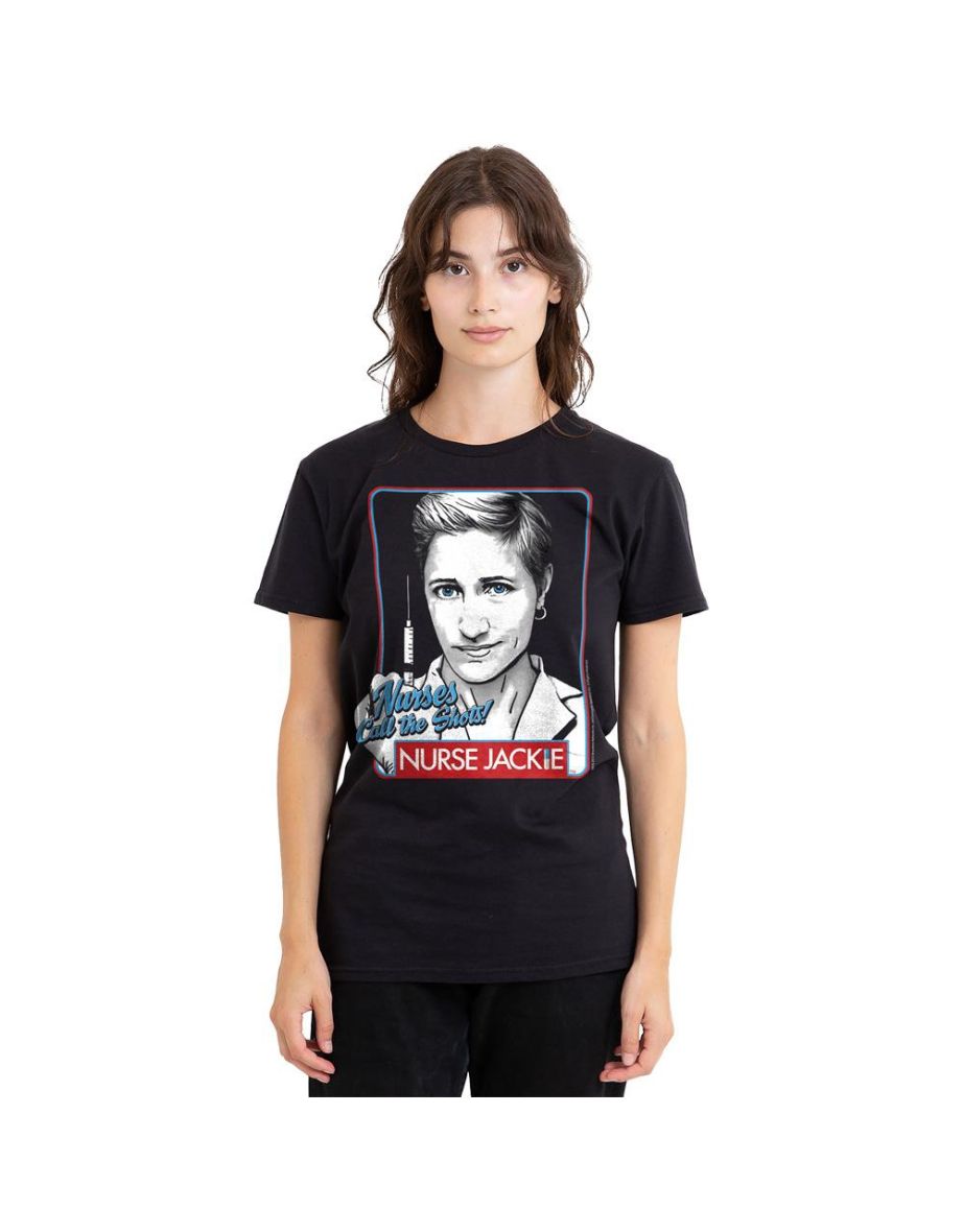 Nurse Jackie Unisex Adult Nurses Call The Shots T-Shirt - Black