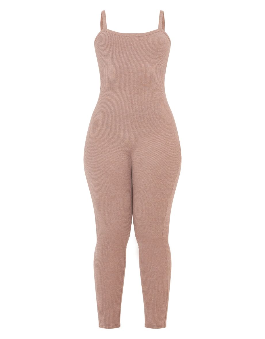 Shape Chocolate Brown Thick Rib Sleeveless Jumpsuit - 4