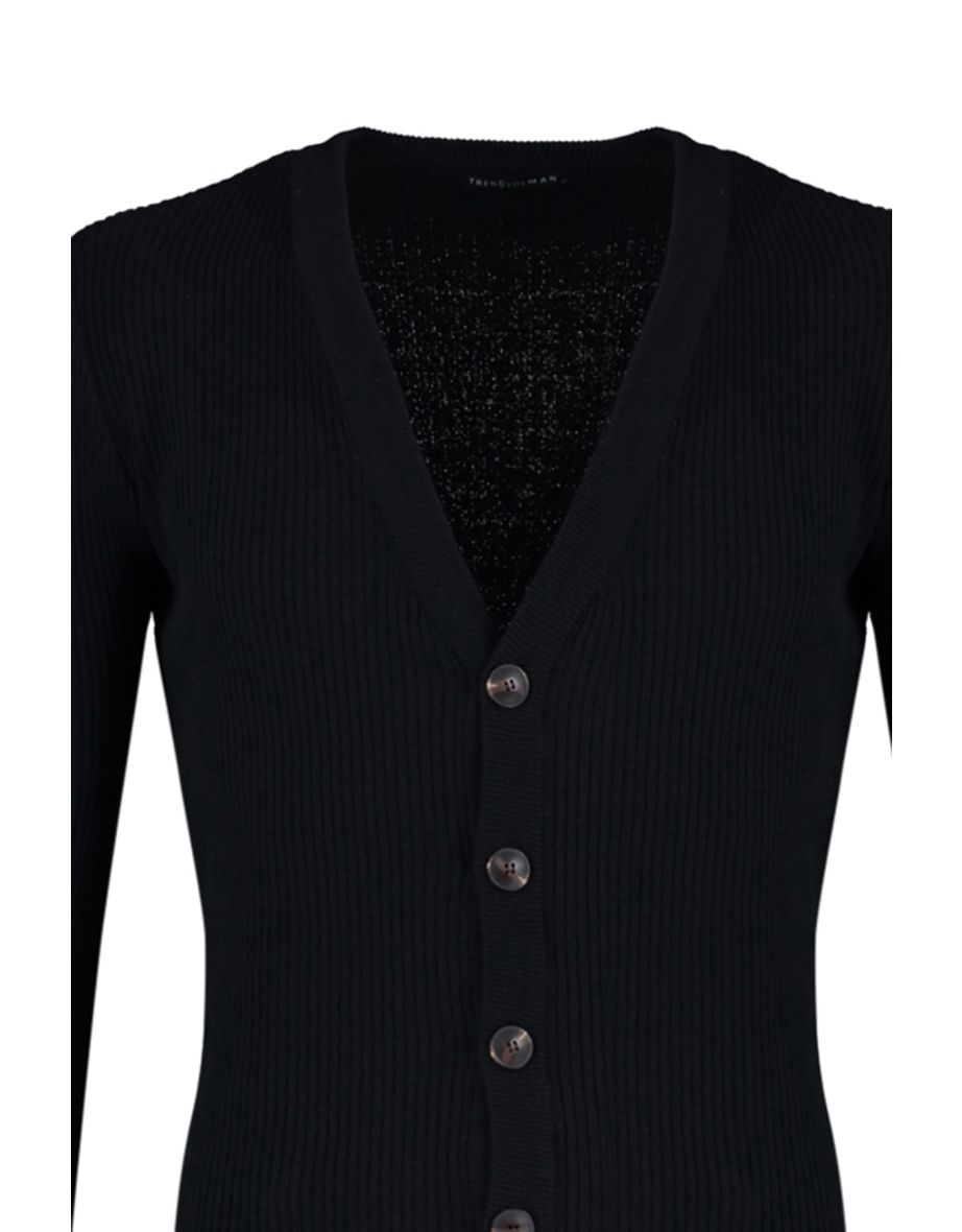 Cardigan - Black - Fitted - 5