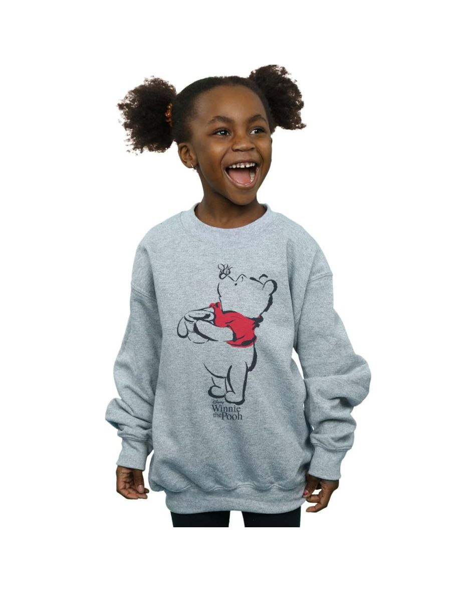 Disney Girls Winnie The Pooh Drawing Sweatshirt - Sports Grey