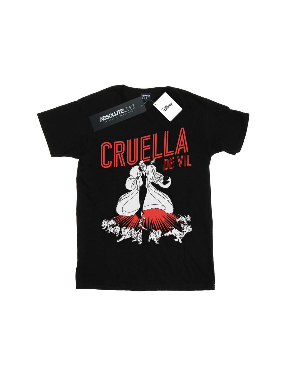 Disney Womens/Ladies Cruella De Vil Dalmatians Cotton Boyfriend T-Shirt - 1