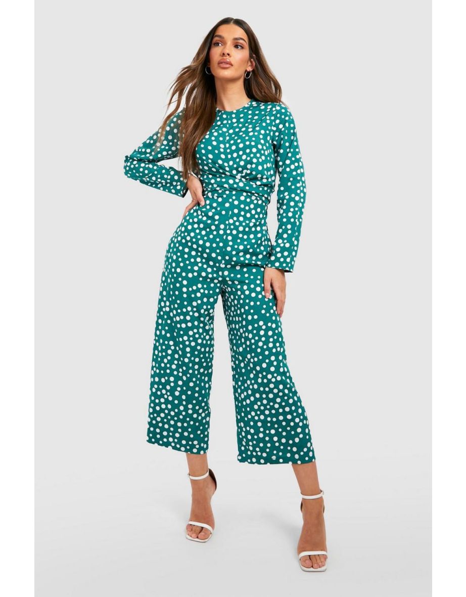 Twist front polka store dot jumpsuit