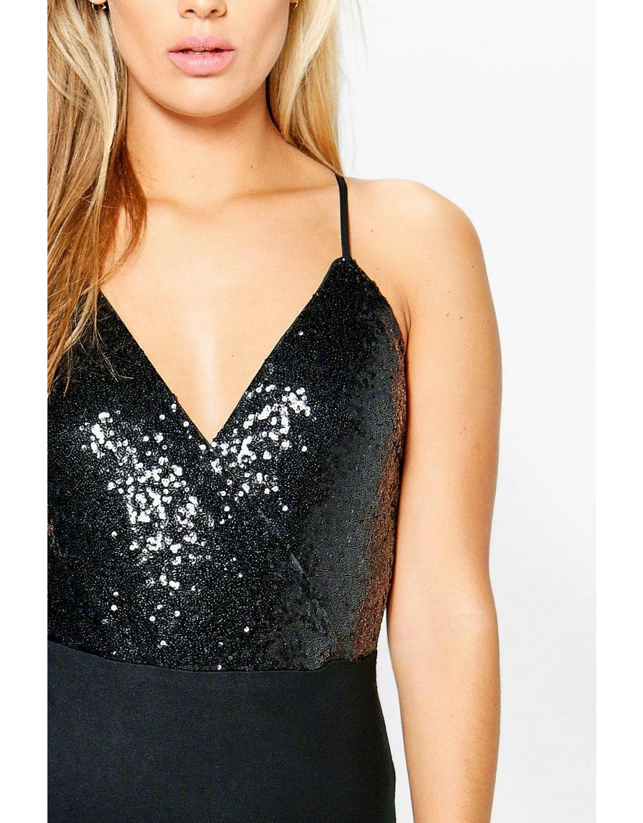 Plus Wrap Sequin Bodysuit - bronze