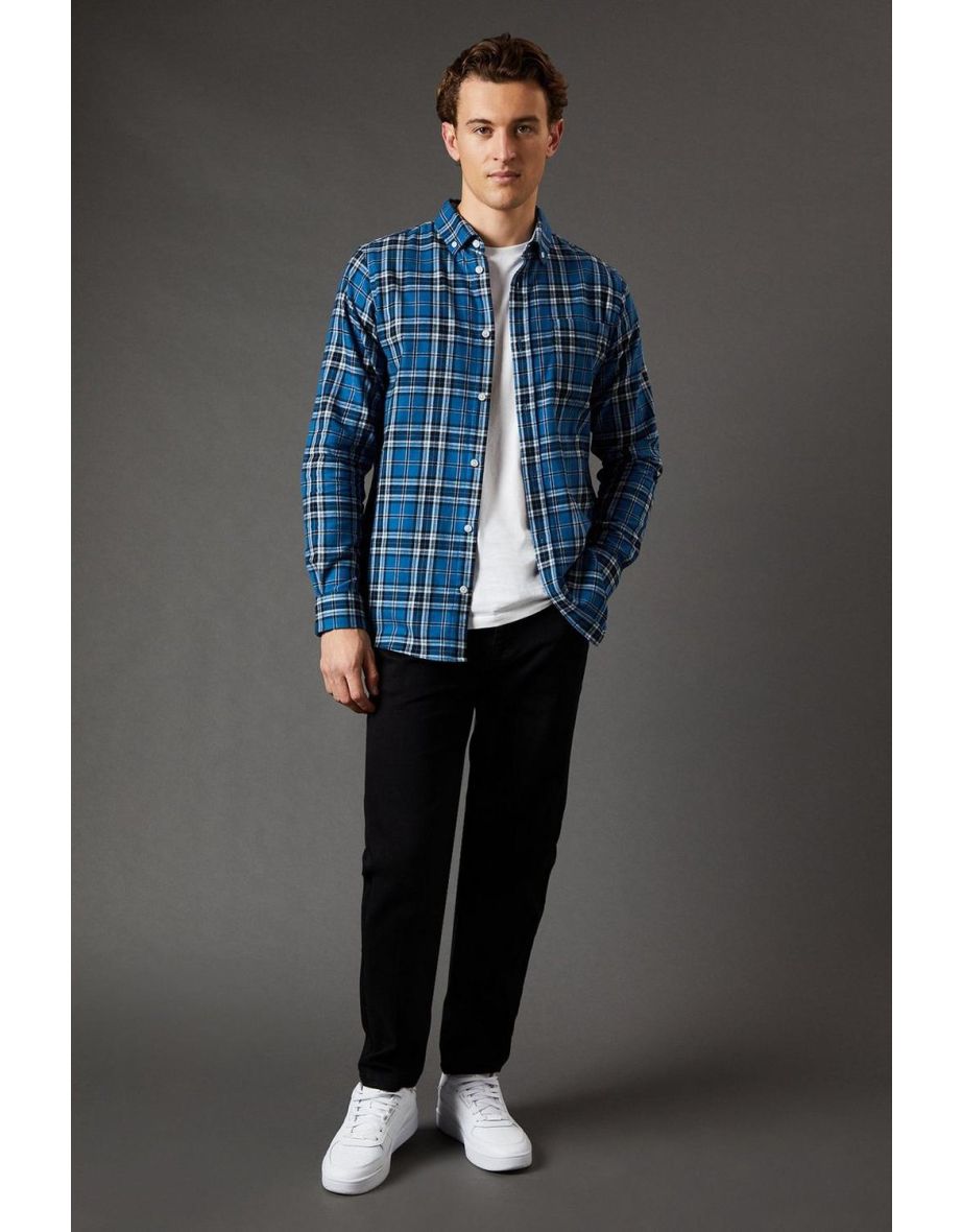Blue Brushed Check Long Sleeve Shirt