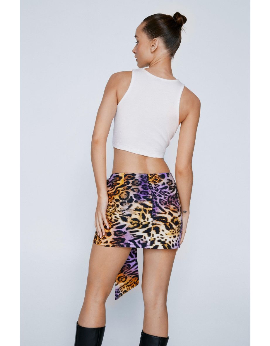 Ombre Animal Print Bow Detail Mini Skirt - 3