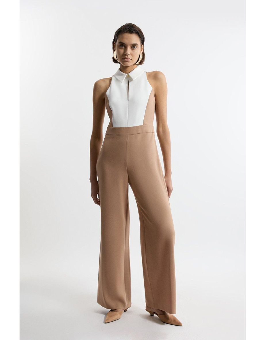 Compact Stretch Tailored Sleeveless Jumpsuit