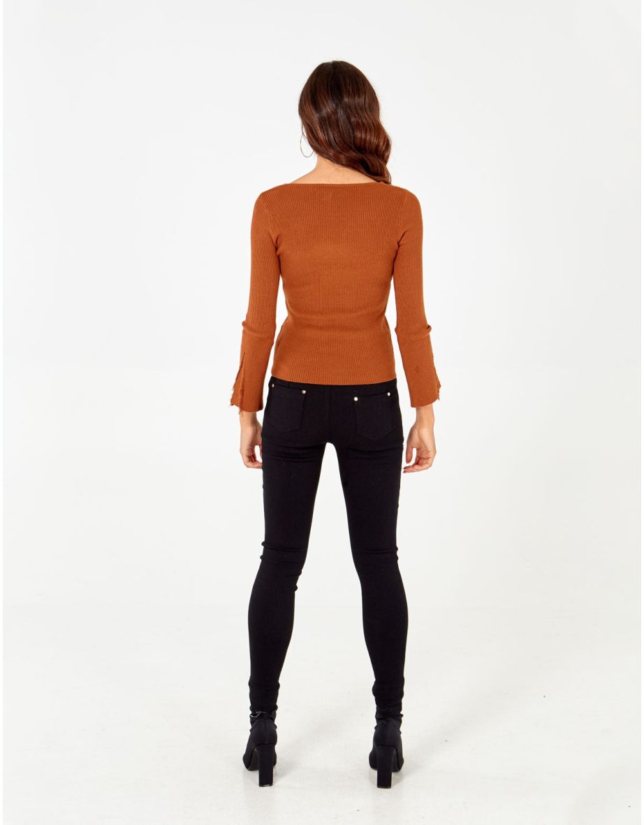 Textured Rib Flare Sleeve Jumper - 5