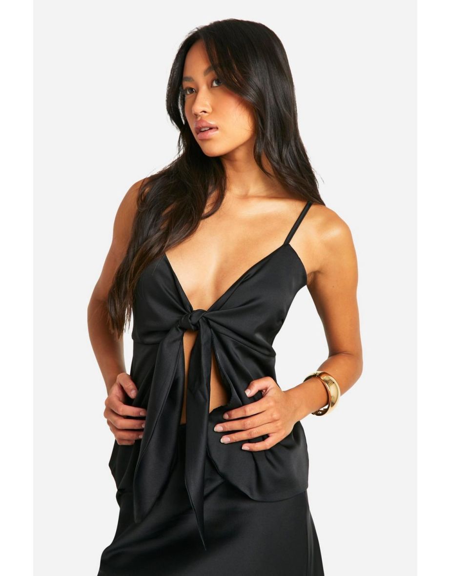 Satin Knot Front Cami & Bias Midi Skirt - 3