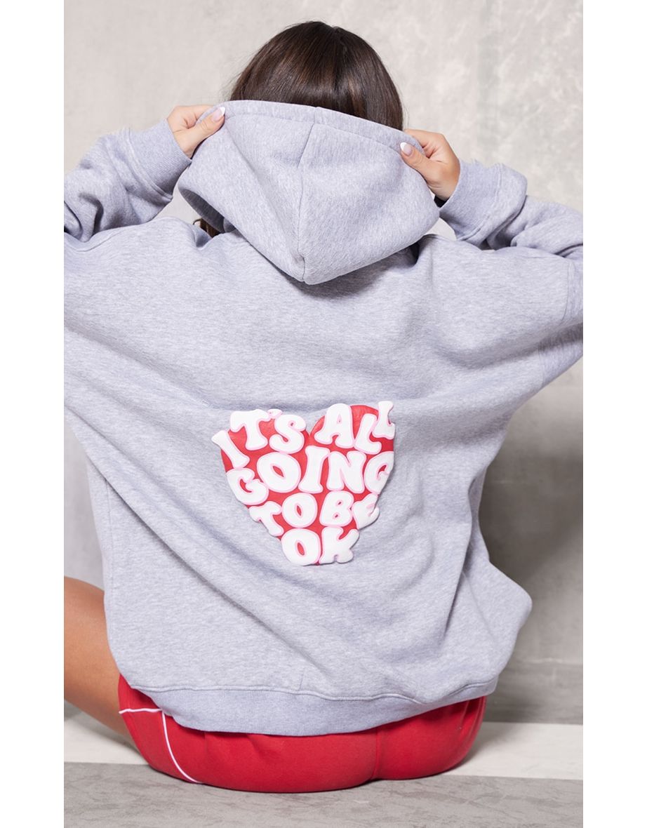 Grey hoodie with heart sale