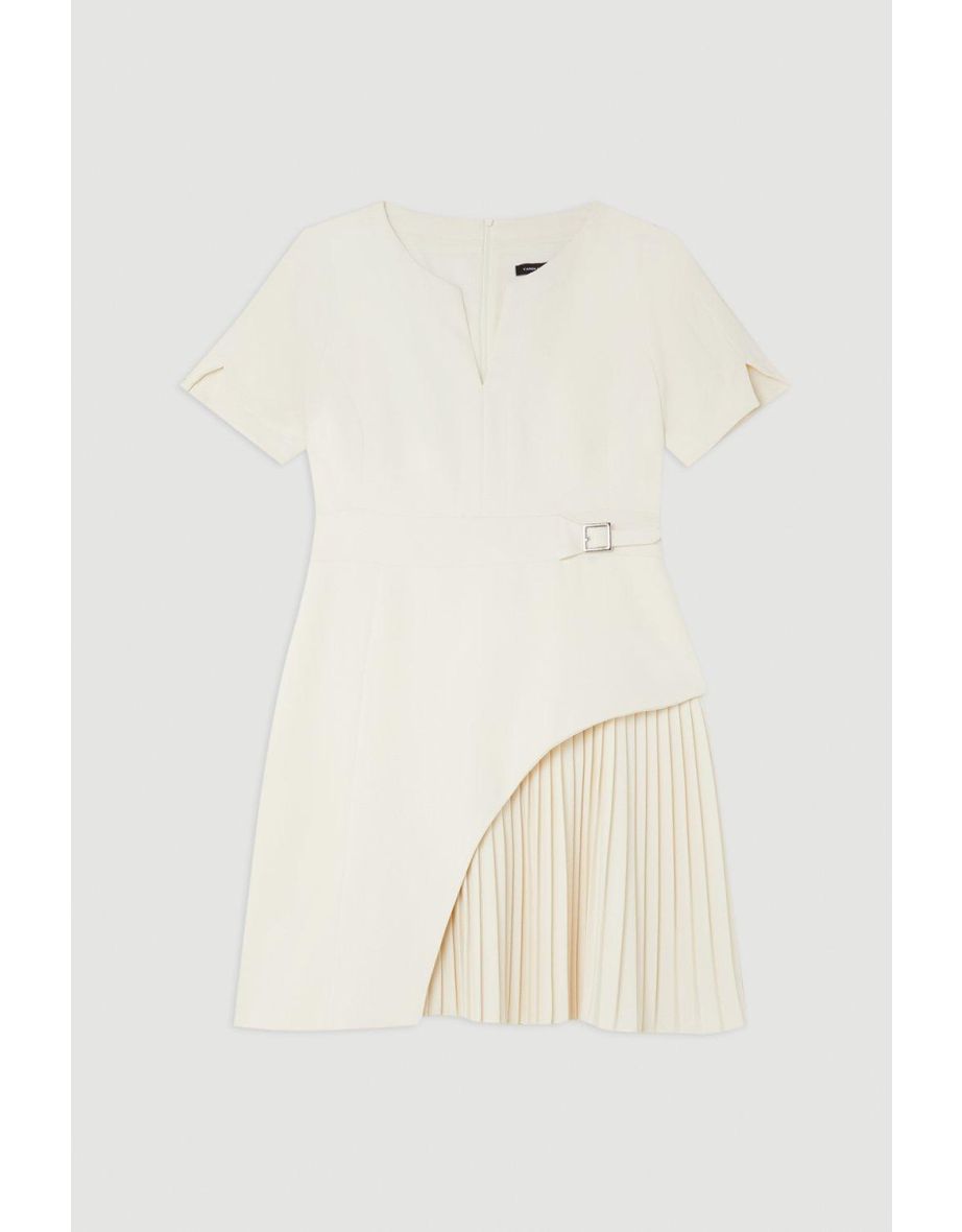 Tailored Military Pleat Short Sleeve Mini Dress - 3