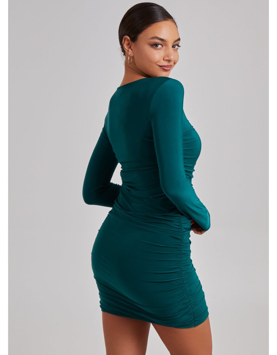 Long Sleeve Ruched Dress - 4