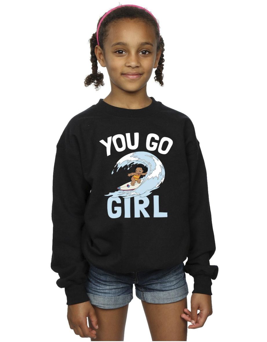 Disney Girls Lilo And Stitch You Go Girl Sweatshirt - Black