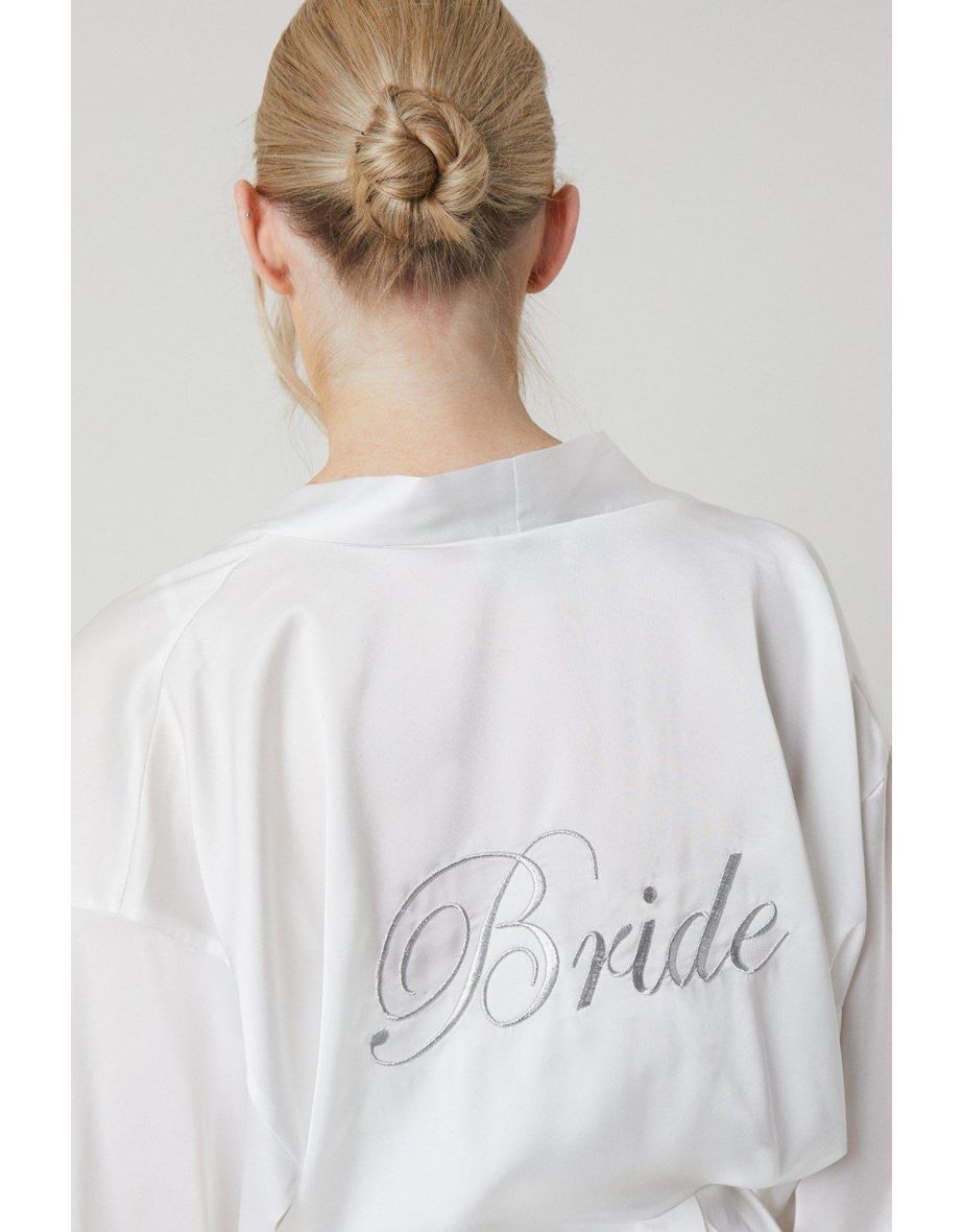 Embroidered Satin Bridal Robe - 3