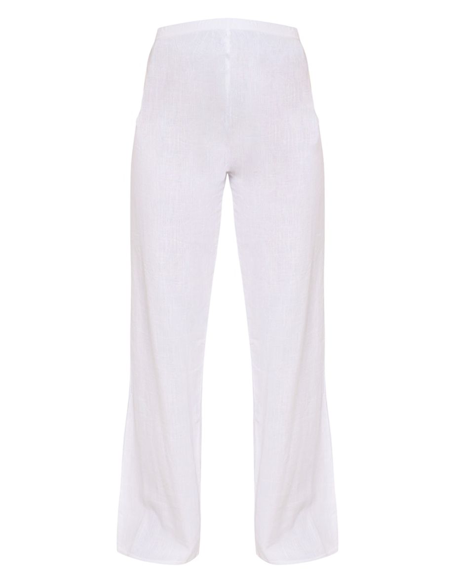 Maternity White Linen Look Wide Leg Trousers - 4