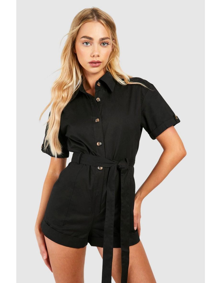 Utility cargo playsuit top