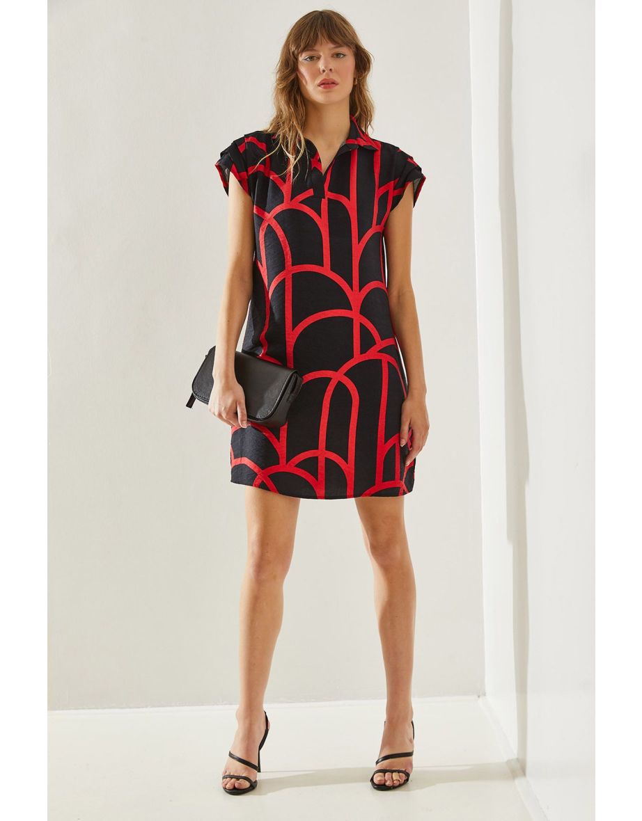 Women's Polo Collar Patterned Summer Dress