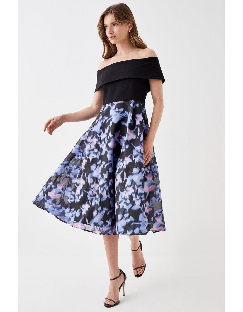 Shop Ponte Top Organza Skirt Midi Dress Online in Bahrain VogaCloset