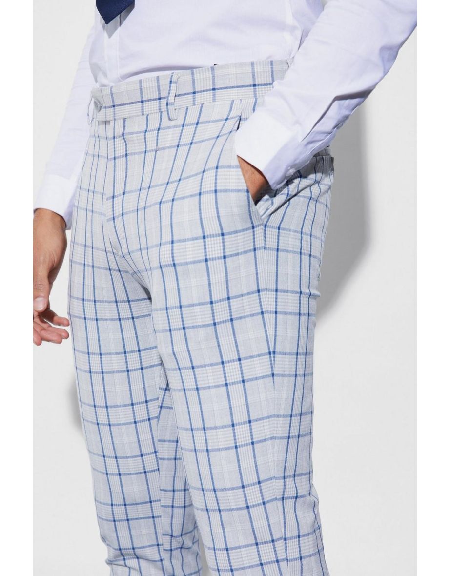 Super Skinny Grey Check Suit Trousers - grey - 2