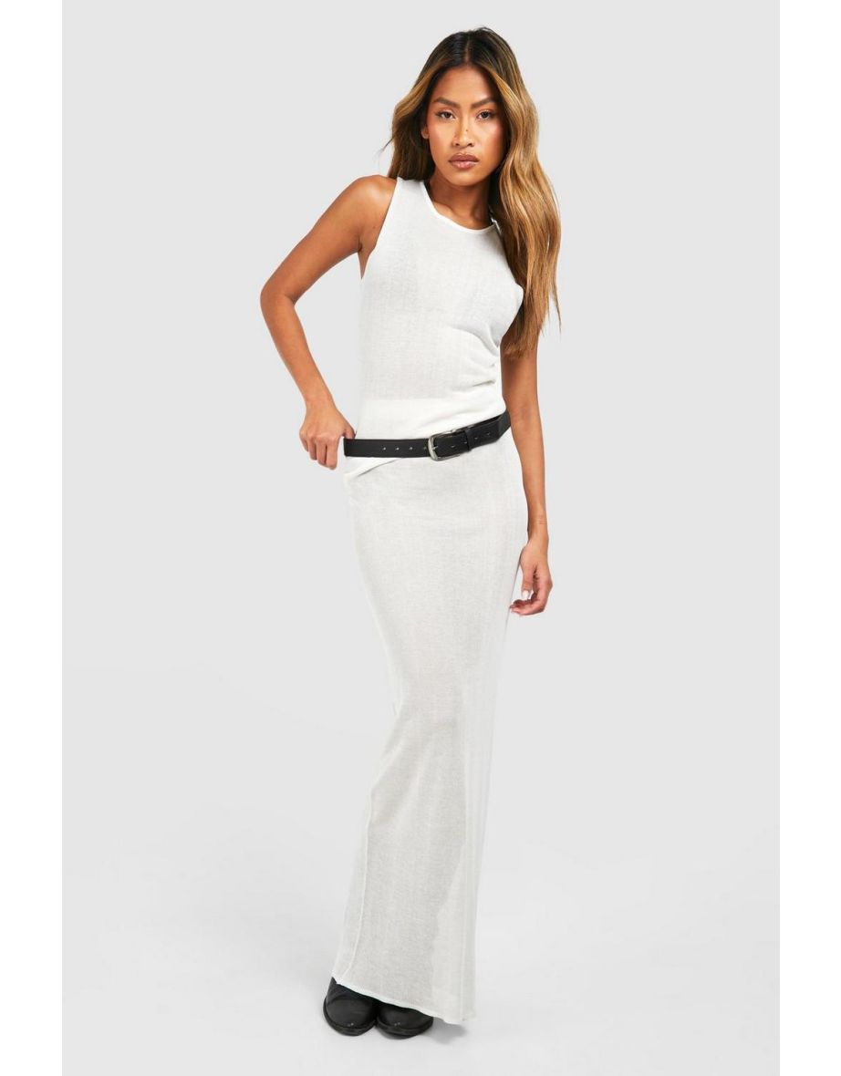 Shop Sheer Fine Knit Slouchy Vest And Maxi Skirt Set Online in Bahrain VogaCloset