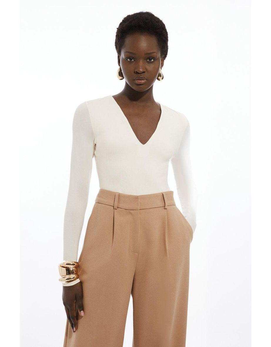 Shop Contour Jersey Long Sleeve Plunge Bodysuit Online in Qatar VogaCloset