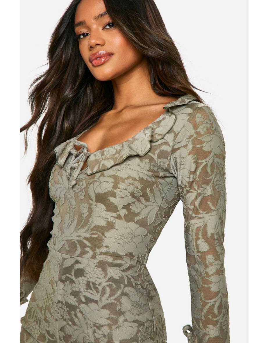 Jacquard Long Sleeve Playsuit - green - 3