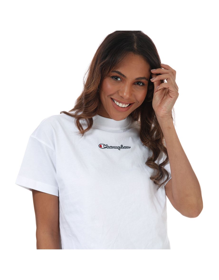 Women's Champion Oversized Small Script Logo T-Shirt in White - 5